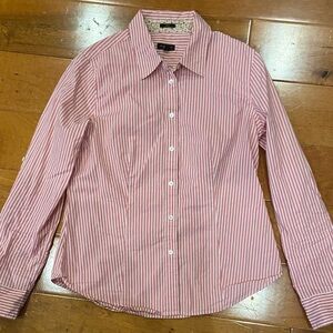 Talbots Pink and White Striped Shirt